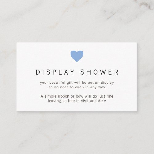 Simple Blue Heart Boy Display Shower Baby Shower Enclosure Card
