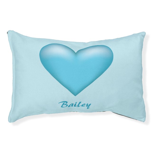 Simple Blue Heart & Custom Pet Name Pet Bed (Front)