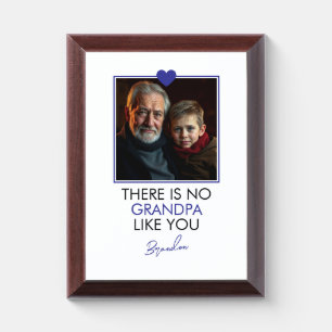 Simple Blue Heart Grandkid Grandparent Photo Award Plaque