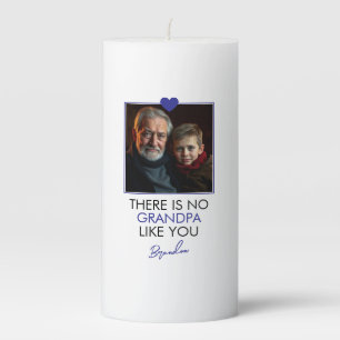 Simple Blue Heart Grandkid Grandparent Photo Pillar Candle