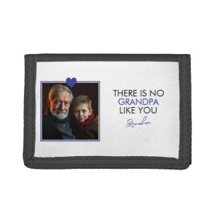 Simple Blue Heart Grandkid Grandparent Photo Tri-fold Wallet