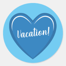 Simple Blue Heart Graphic with Vacation Text