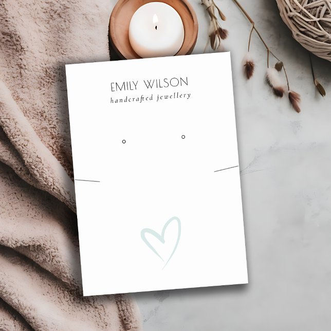 Simple Blue Heart Necklace Earring Display  Business Card (Creator Uploaded)