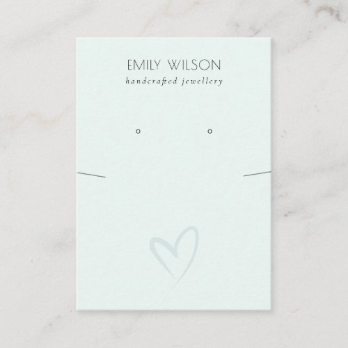 Simple Blue Heart Necklace Earring Display Business Card