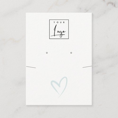 Simple Blue Heart Necklace Earring Logo Display Business Card