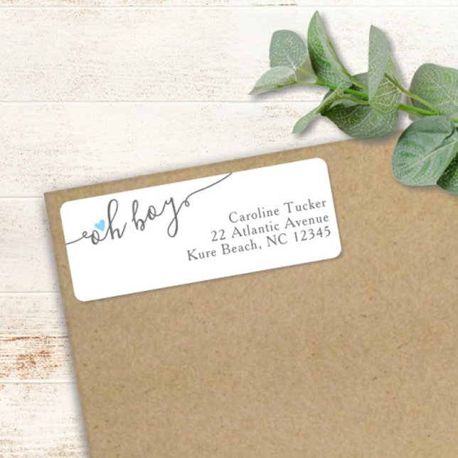 Simple Blue Heart New Baby Boy Return Address Label (Creator Uploaded)