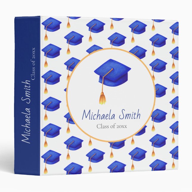 Simple Blue High School Graduation 3 Ring Binder (Front/Spine)