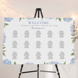 Simple Blue Hydrangea Landscape XL Seating Chart Foam Board