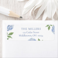 Simple Blue Hydrangea Personalized Return Address