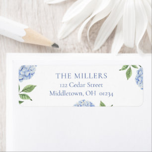 Simple Blue Hydrangea Personalized Return Address Label