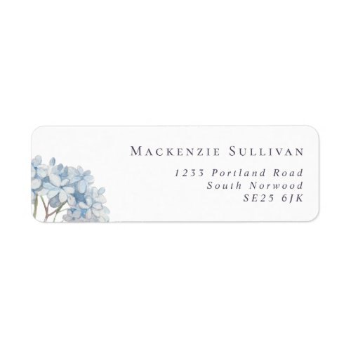 Simple Blue Hydrangeas Watercolor Return Address Label