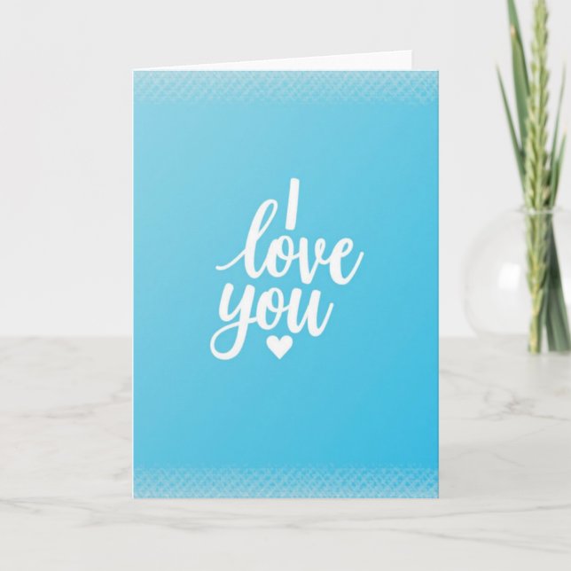 Simple Blue I Love You Card (Front)