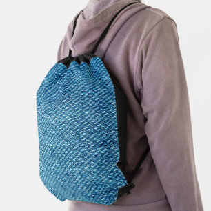 Simple Blue Jeans Denim Textile Texture Drawstring Bag