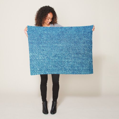 Simple Blue Jeans Denim Textile Texture  Fleece Blanket