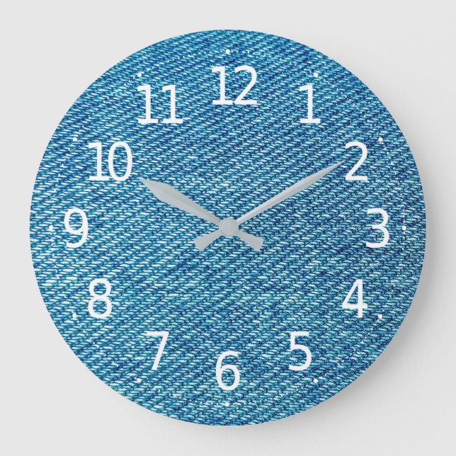 Simple Blue Jeans Denim Textile Texture | Large Clock (Front)