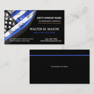 Simple Blue Line Police US FLAG Business Card