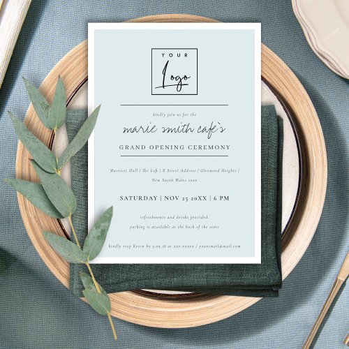 Simple Blue Logo Business Grand Opening Invite