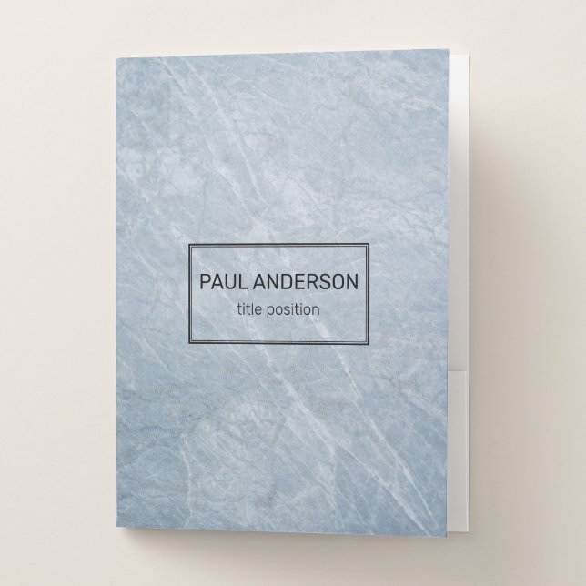 Simple Blue Marble Stone Pocket Folder (Front)