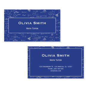 Simple Blue Math Tutor Teacher Formula Pattern Business Card