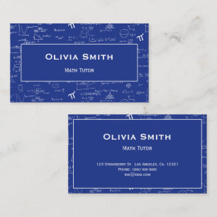 Simple Blue Math Tutor Teacher Formula Pattern Business Card