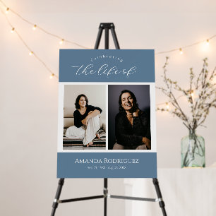 Simple Blue Memorial Funeral Photo Welcome Sign