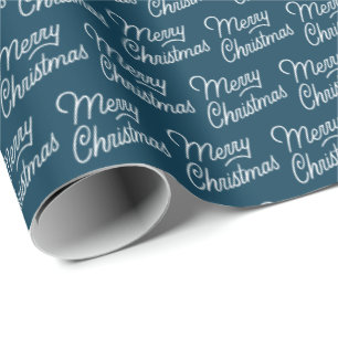 Simple Blue Merry Christmas Wrapping Paper