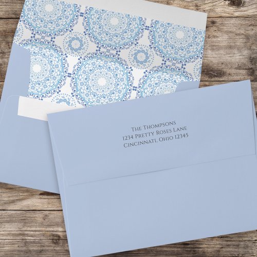 Simple Blue Minimalist Mandala Elegant Cute Envelope