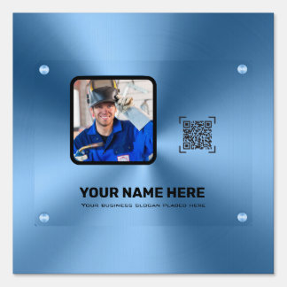 Simple blue minimalist modern professional   sign