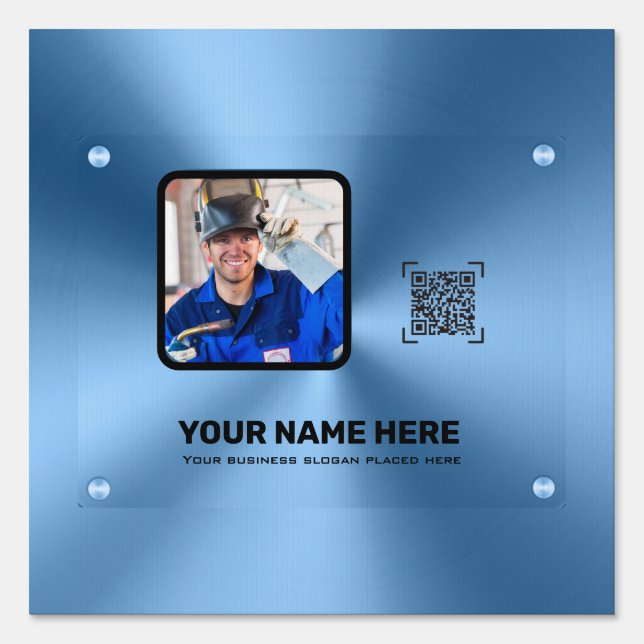 Simple blue minimalist modern professional   sign (Front)