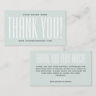 Simple blue minimalist thank you business card