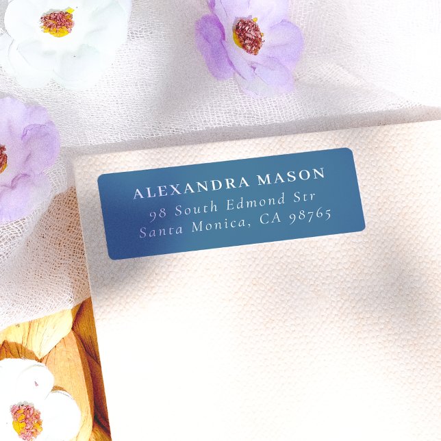 Simple Blue Modern Serif Return Address Label (Label Mock-up)