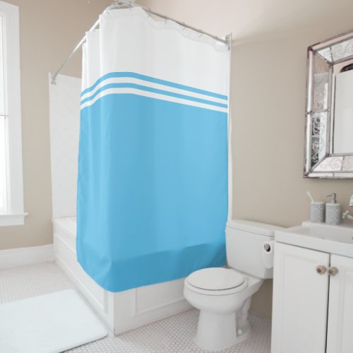 Simple Blue Modern striped Shower Curtain