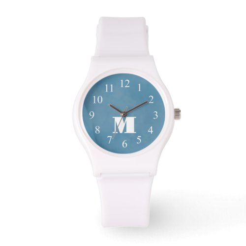 Simple Blue Monogram Minimalist Initial Stylish Watch