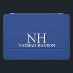 Simple Blue Monogram Modern<br><div class="desc">Modern ipad cover featuring a simple and minimal blue design with your monogram in a bold font along with your name.</div>