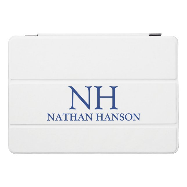Simple Blue Monogram Modern iPad Pro Cover (Horizontal)