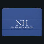 Simple Blue Monogram Modern iPad Pro Cover<br><div class="desc">Modern ipad cover featuring a simple and minimal blue design with your monogram in a bold font along with your name.</div>