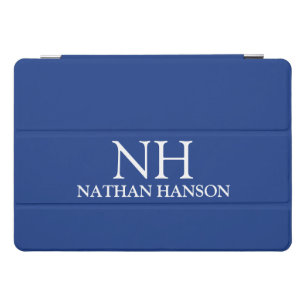 Simple Blue Monogram Modern iPad Pro Cover