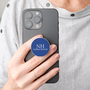Simple Blue Monogram Modern PopSocket