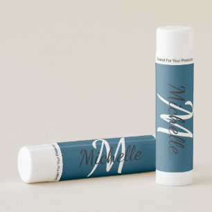 Simple Blue Monogrammed Lip Balm