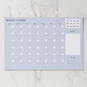 Simple blue Monthly Planner Paper Pad