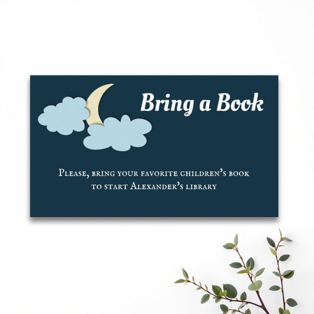 Simple Blue Moon Baby Shower Bring a Book Enclosure Card (Creator Uploaded)