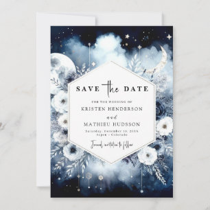 Simple Blue Moonlit Wedding Save The Date