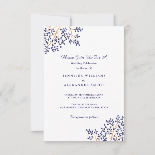 Simple Blue Nature Wedding Invitations
