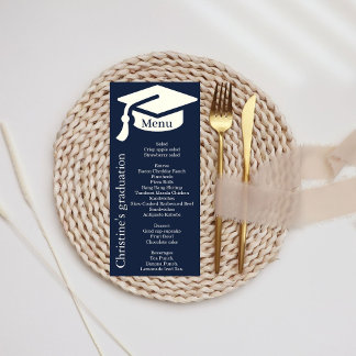 Simple  blue navy Graduation party dinner menu 