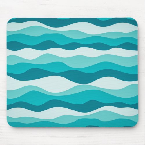 Simple Blue Ocean Waves Abstract Pattern  Mouse Pad