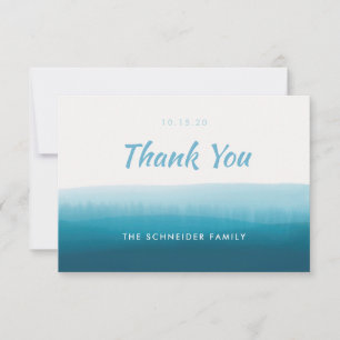 Simple Blue Ombre Flat Thank You Card
