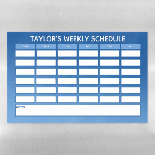 Simple Blue Ombre Weekly School Schedule Magnetic Dry Erase Sheet