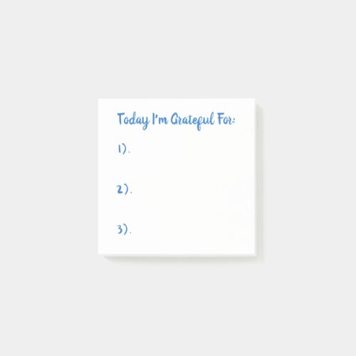 Simple Blue On White Gratitude Post-it Notes