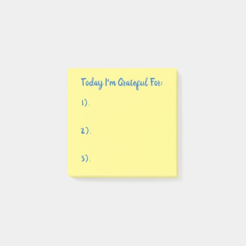 Simple Blue On Yellow Gratitude Post-it Notes