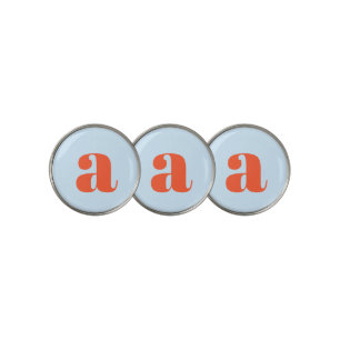 Simple Blue Orange Bold Retro Monogram Initial Golf Ball Marker